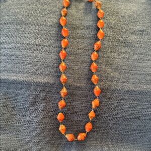 Paper bead necklace with bead spacers 9" Boho
